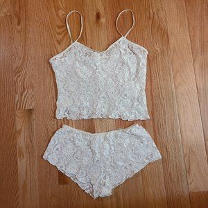 Cinema Etoile sexy white lace lingerie set  size medium